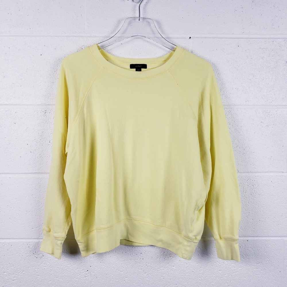 J Crew Magic Rinse Crewneck Pullover‎ Sweatshirt Yellow Women's Size XS